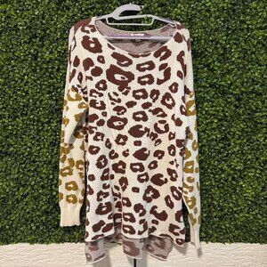 Animal print long sleeve sweater